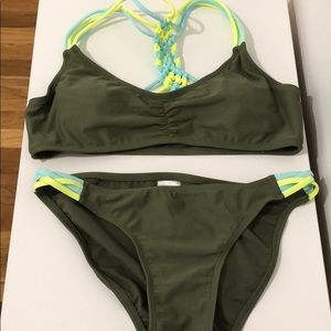 Navy Green Bathing Suite